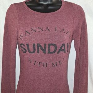 Women's Maroon Graphic Long Sleeve Romper